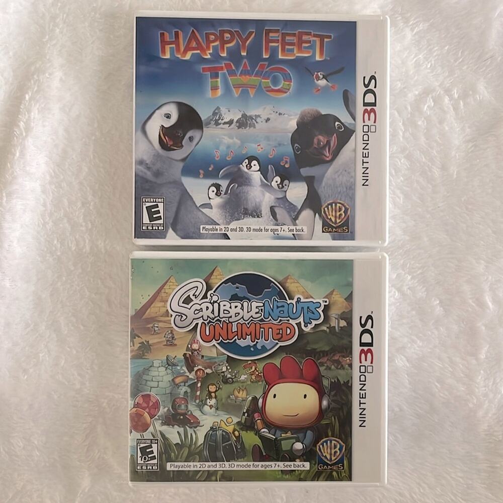 Nintendo 3DS games Scribble Nauts Unlimited & Happy Feet Two Warner Brothers E+
